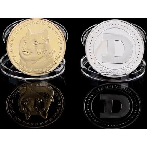4CM Gold Silver Plated Dogecoin Commemorative Coins Cute Dog Pattern Souvenir Coins Collection Gifts