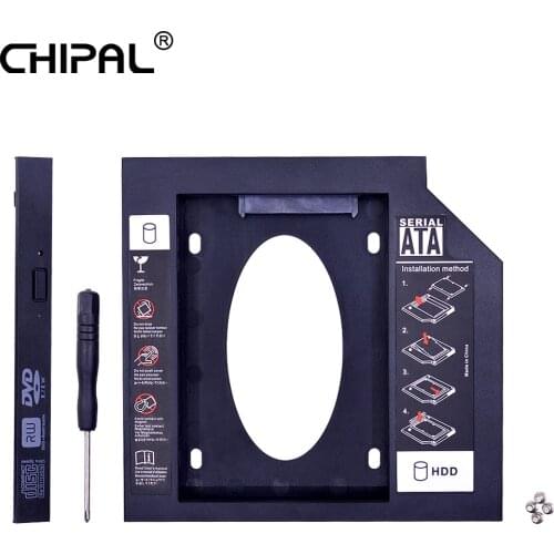CHIPAL 2nd HDD Caddy 12.7mm SATA 3.0 Universal for 2.5" 1TB 12.5mm 9.5mm SSD Case HDD Enclosure for Laptops ODD DVD-ROM CD-ROM