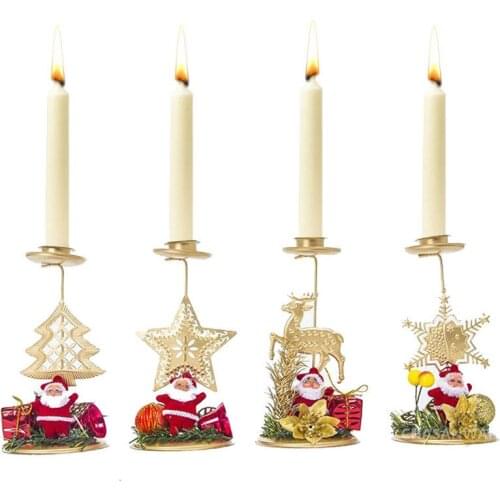 Merry Christmas Santa Claus Star Candlestick Christmas Decorations for Home 2021 Christmas Ornaments New Year 2022 Navidad Natal
