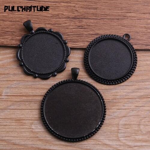 2pcs 30/40mm Inner Size Mix 3 Style Black Classical Style Cabochon Base Setting Charms Pendant