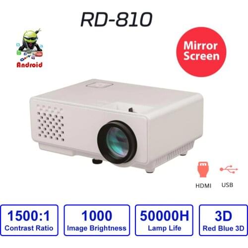 RD-810 Android Mini Projector WIFI Same screen 1000 Lumens HDMI-Compatible HD Portable LED Video Beamer Game Home 3D Movie USB