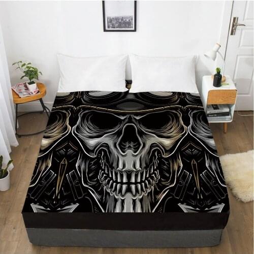 Elastic fitted sheet bed sheet With An Elastic Band 160x200/180/200/150x200 Mattress Cover Bed cover 1pc Skull Deadpool glasses