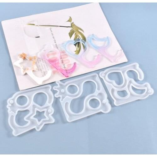 Diy Crystal drop mold contactless key chain elevator door opener necklace pendant