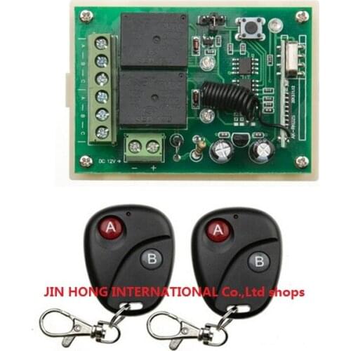 DC12V 2CH RF Wireless Remote Control System teleswitch 2transmitter and 1 receiver universal gate remote control /radio receiver