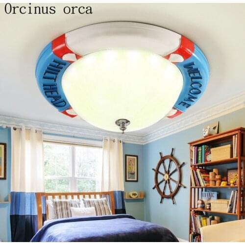 Mediterranean round led ceiling lamp male girl bedroom lamp originality warmth modern simple childrens room lamp