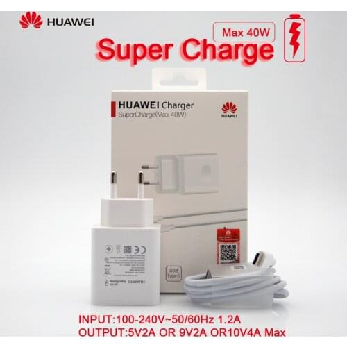 Huawei Original EU charger 40W supercharge USB power adapter 5A USB type c cable mate 30 pro 20 nova 5 pro p20 p30 pro
