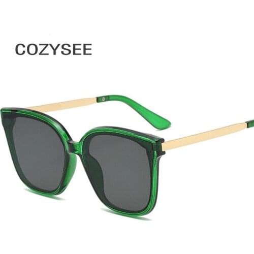 Women Oversized Cat Eye Gradient Sunglasses Trendy Brand Designer Square High Quality Celebrity Sun Glasses Beach Green Goggles