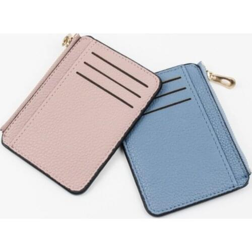 1pc Slim Women Card Holder PU Leather Unisex Zipper Business Card Case Men Credit Mini Cards Pocket Holder Wallet Unisex