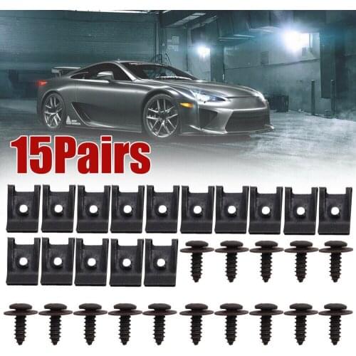 Universal 15Set Spring Metal U-Type Clip With Screw Car Bumper Wheel Eyebrow Fender Trim Panel Fasteners Screw Rivet