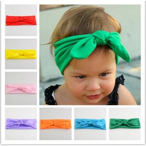 16 Color New kid Headwrap Cotton Bow Knot Headband For Girl Hair Accessories Fashion Bunny Ears Bow Hairband Headwear