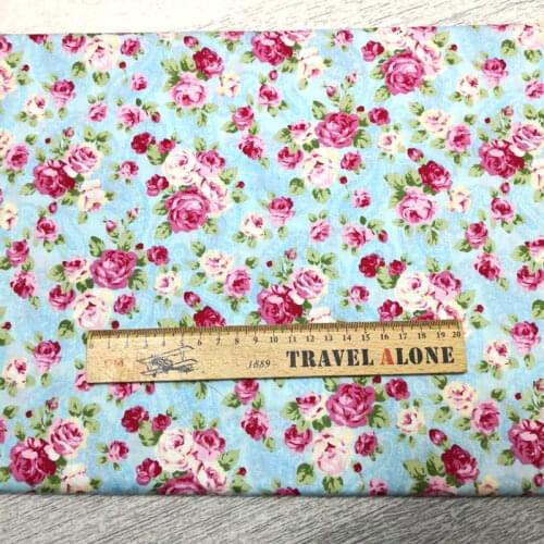 160CM Width Rose Printed Flower Cotton Twill Fabric For DIY Sewing Patchwork Quilting Doll Cloth Handmade Needlework Material