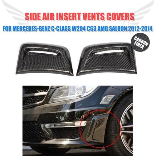 2PCS Carbon Fiber Side Bumper Air Fender Vents Flow decorative Sticker plug for Mercedes Benz C Class W204 C63 AMG 2012-2014