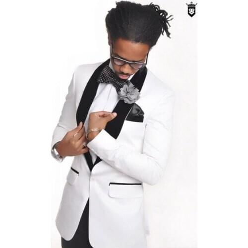 2020 Latest Coat Pant Designs White Wedding Suits for Men Jacket Terno Slim Fit Groom Custom Tuxedo 2 Piece Blazer Masculino