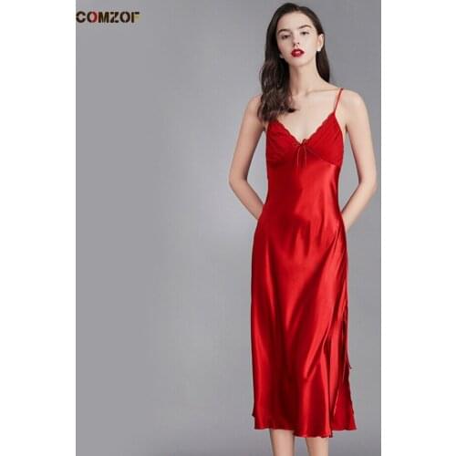 2021 Summer Women Sleepwear Home Dress V-Neck Sexy Silk Pajamas Homewear Lingerie Plus Size Nightgown Nuisette Femme