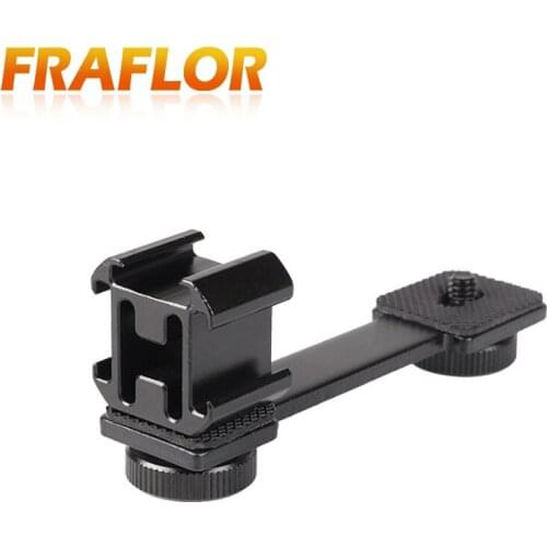 3-Head Hot Shoe Mount Adapter Extension Holder Bracket Rod For Flash Light Microphone with 1/4'' Screw Live Broadcast Bracket