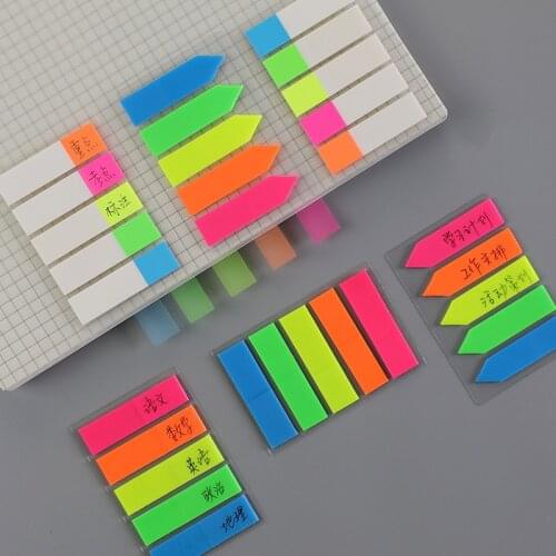 3pcs to sell) Mini Fluorescent Index Divider Sticker PET Remark Labels Office School Memo Stickers