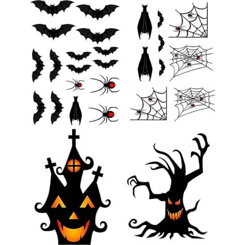 4PC Halloween bat wall sticker 20X30cm Window living room Halloween pumpkin decoration wall decals festival decor stickers