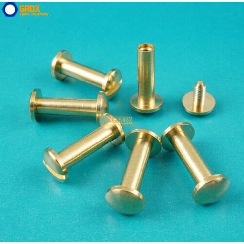 50 Set 8*14mm Solid Brass Rivet Chicago Screw for Leather Craft Belt Wallet / Cambered