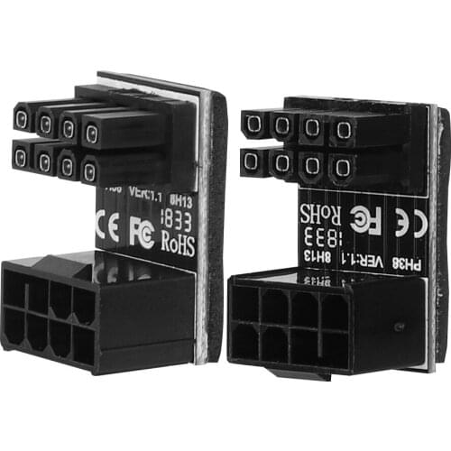 ATX 8pin Male 180 Degree Angled to 8Pin Power Adapter for PC Supply Connector Graphics Card PH38A PH38B 2.9 * 1.8 * 1.6cm