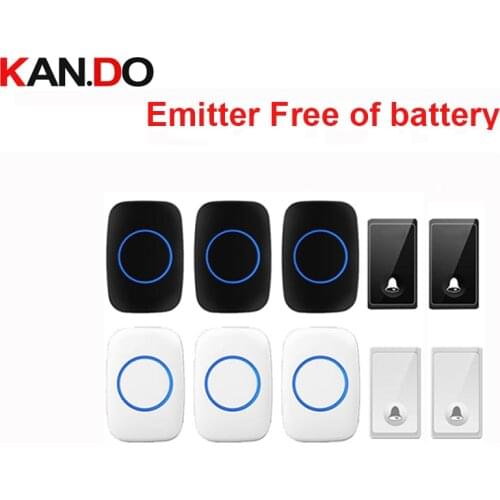New bell set 2 push 3 receiver wireless door bell emitter free of battery wireless doorbell ip44 200M work chime door ring