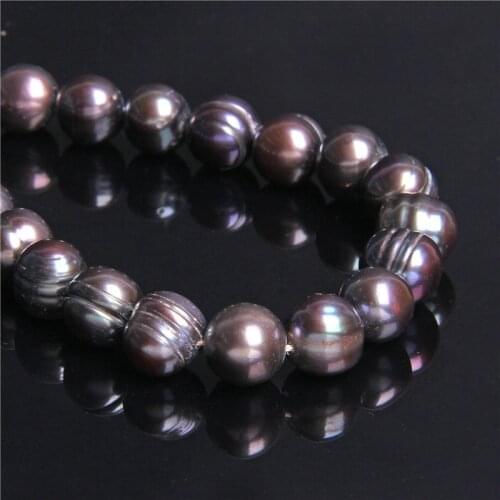 12-13MM Natural black round freshwater pearls beads loose real oval Potato pearl beads for jewelry making Bracelet Necklace diy
