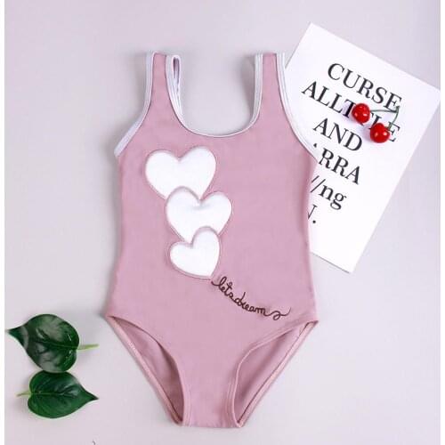 2021 Toddler Baby Kids Girls Love Heart Print One-Piece Bathing Beach Swimwear Bikini Set Bathing Swimming Beachwear