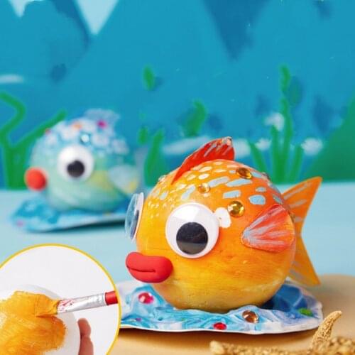 Kids Handmade DIY Bubble Fish Toys For Children Foam Ball Painting Drawing Set Kindergarten Art Craft Kids Educational Toys Gift