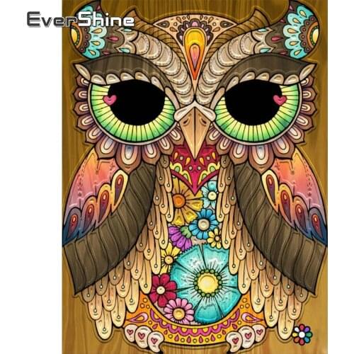 Evershine 5D DIY Diamond Painting Owl Full Square Round Diamond Embroidery Animal Mosaic Rhinestones Pictures Home Decoration