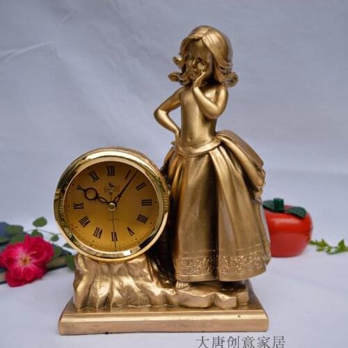 European bronze Angel Princess seat clock childrens room bedroom table clock ornaments desktop household desk