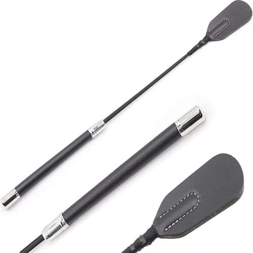 Riding Crop for Horse, 18 Inch Deluxe Whips, Fiberglass Shaft with Genuine Leather Top, Tough Equestrianism Horse Crop Black