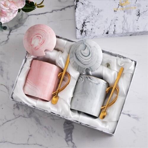 Bone china Ceramic milk Mug Coffee Cup 370ml Office Set and spoon European-style Drink ware afternoon tea mug christmas gift