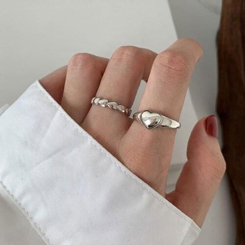 Vintage Metal Womens Girls Vintage Heart Fashion Party Adjustable Ring Jewelry Gift Jewelry Geometric Rings Set For Women