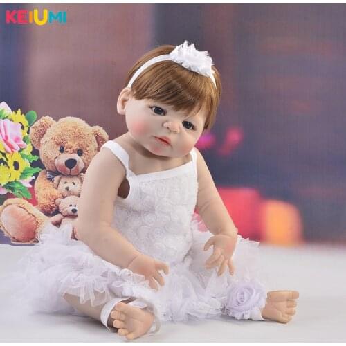 Lovely 57cm Reborn Dolls Toy For Girl 23 inch Full Silicone Vinyl Newborn Doll Fashion Gift Realistic Reborn Birthday Gift