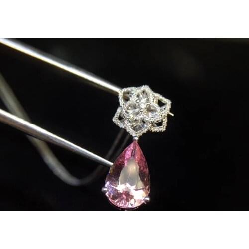 Morganite Pendant Fine Jewelry Pure 18 K Gold Jewelry 100% Natural Pink Morganite 2.5ct Diamond Womens Pendants Necklaces