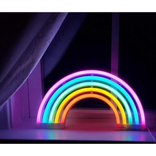 Cute Rainbow Neon Sign LED Rainbow Light Lamp for Dorm Decor Rainbow Decor Neon Lamp Wall Decor Christmas Neon Bulb Tube