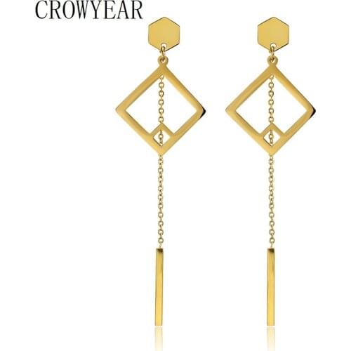 Fishion Geometric Gold Color Earring Hook Girl Temperament Personality Joker Tassel Earrings For Women