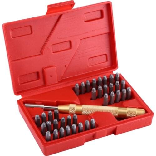 38pc/set Automatic Letter Number Stamping Metal Punch Stamp Tools Kit for Plastics Leather Mark