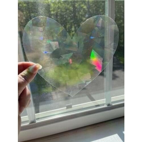 Heart shaped Rainbow Sun Catcher Sticker Window Decoration Prisms Honeycomb Decal Clings Rainbow Maker Window Sticker