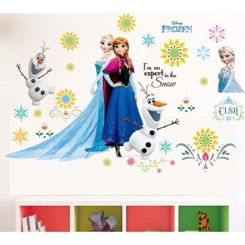 Disney Frozen Princess 45*60cm Wall Stickers Home Decor Living Room Nursery Cartoon Diy Elsa Olaf Wall Decals Pvc Mural Art