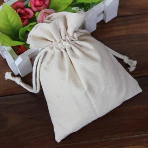 Wholesale seed bags 100% cotton canvas bag tote drawstring sack tea bag thick