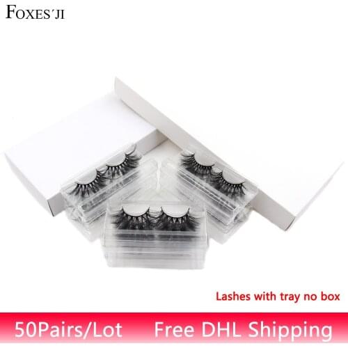 FOXESJI 50pairs Eyelashes 3D Mink Lashes With Tray No Box Reusable Fluffy Soft Mink False Eyelashes Natural Eyelash Extension
