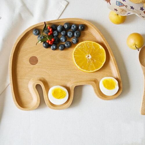 Rubber wood cartoon elephant eat dish tastes tableware creative valentines day gift A substituting wooden plates