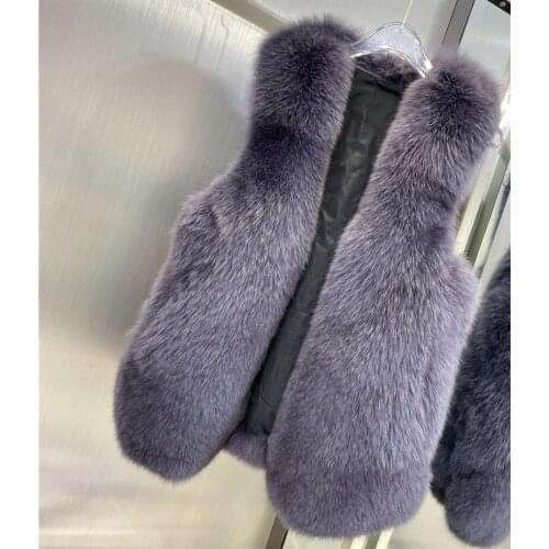 Luxury Autumn Winter Womens Genuine Real Whole skin Fox Fur Vest Lady Slim Waistcoat Gilet
