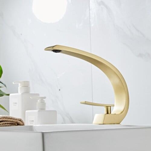 Basin Mixer Bathtub Water Tap Brushed Gold Brass Bathroom Faucet.Hot&cold Water.Deck Mounted Water Brass Bronze