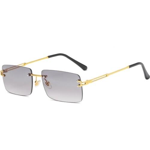 Fashion Small Rectangle Sunglasses Women 2021 Vintage Rimless Brand Designer Sunglasses for Men Shades UV400 Square Sun Glasses