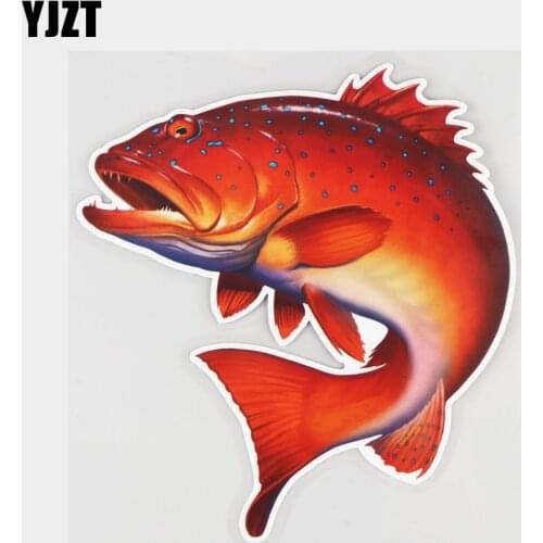 YJZT 14.8×16.2CM Red Perch Cartoon Fish Windshield Stickers Decoration Personality Car Accessories 21A-0460