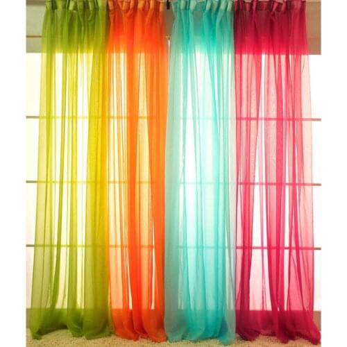 1PCS Modern Style White Window Screening Solid Door Curtains Drape Panel Sheer Tulle For Living Room Kitchen Pink Black 5Z