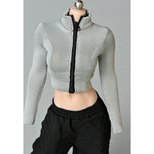1/6th Gray Elastic Skinny Zipper Clothes model For 12" Female Body
