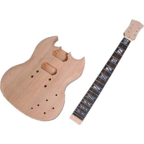 1set Guitar Kit Guitar Neck 22fret Guitar Body Unfinished Mahogany Wood SG Style