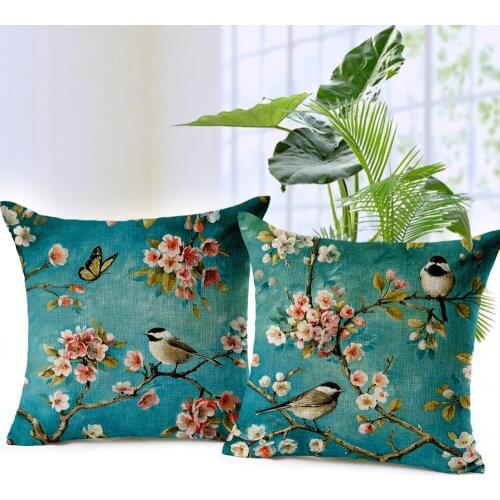 1 Pcs 45x45cm Creative Painting Cherry blossoms Pattern Pillow Case Cover 8 Designs Cotton Home Linen Back Throw Supplies pd-8